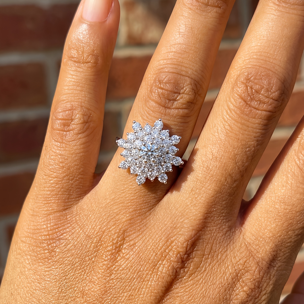 Women's Luxury Snowflake Sparkling Promise Engagement Ring